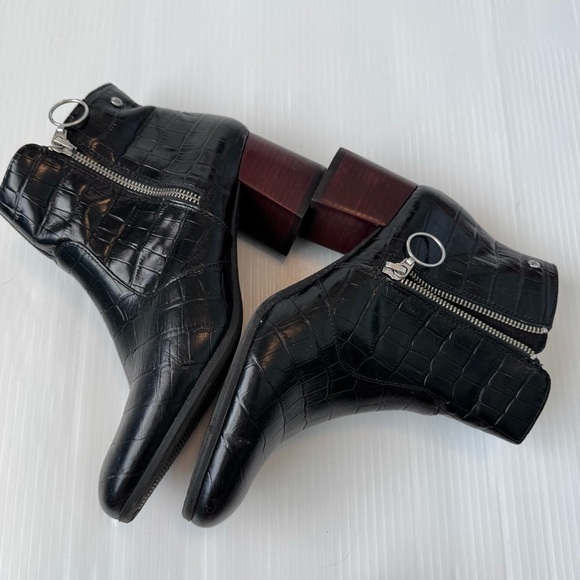 PIKOLINOS Bayona Black Croc-Pattern Ankle Boots size 39 us 8 - Picture 5 of 13